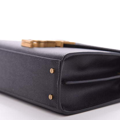 Saint Laurent Grain de Poudre Mini Classic Monogram Cassandra Top Handle Black Rouge Legion 5 of 10