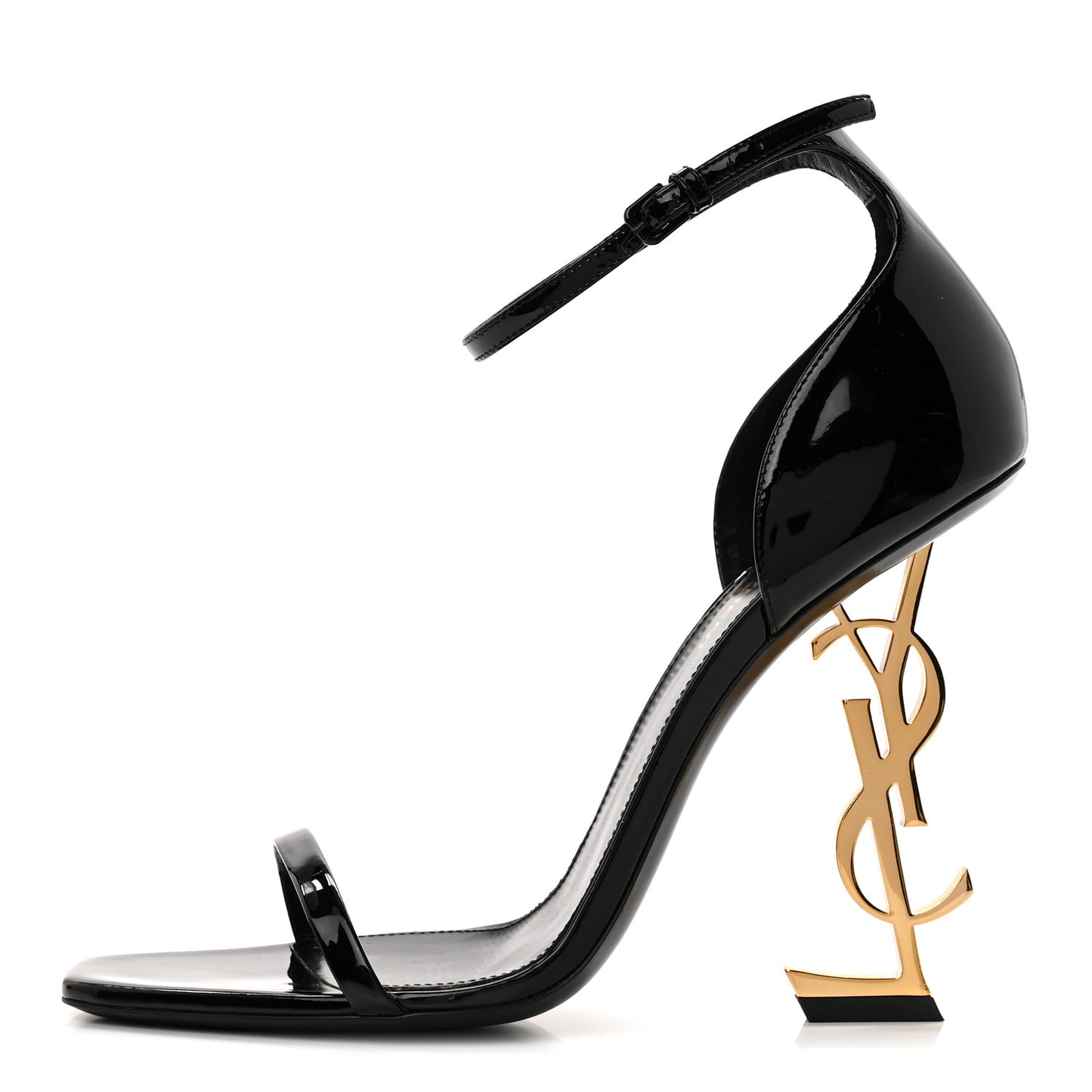 Patent Calfskin Opyum 110 Sandals 40 Black Gold