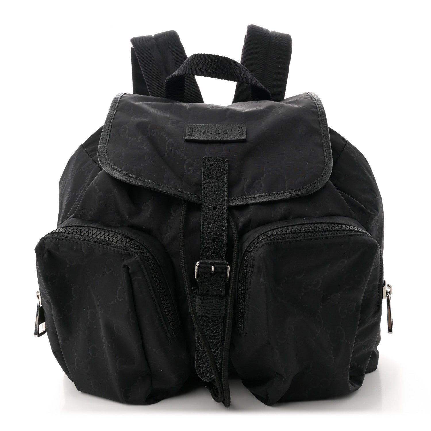 Gucci Nylon Monogram Medium Light Single Buckle Backpack Black 1 of 11