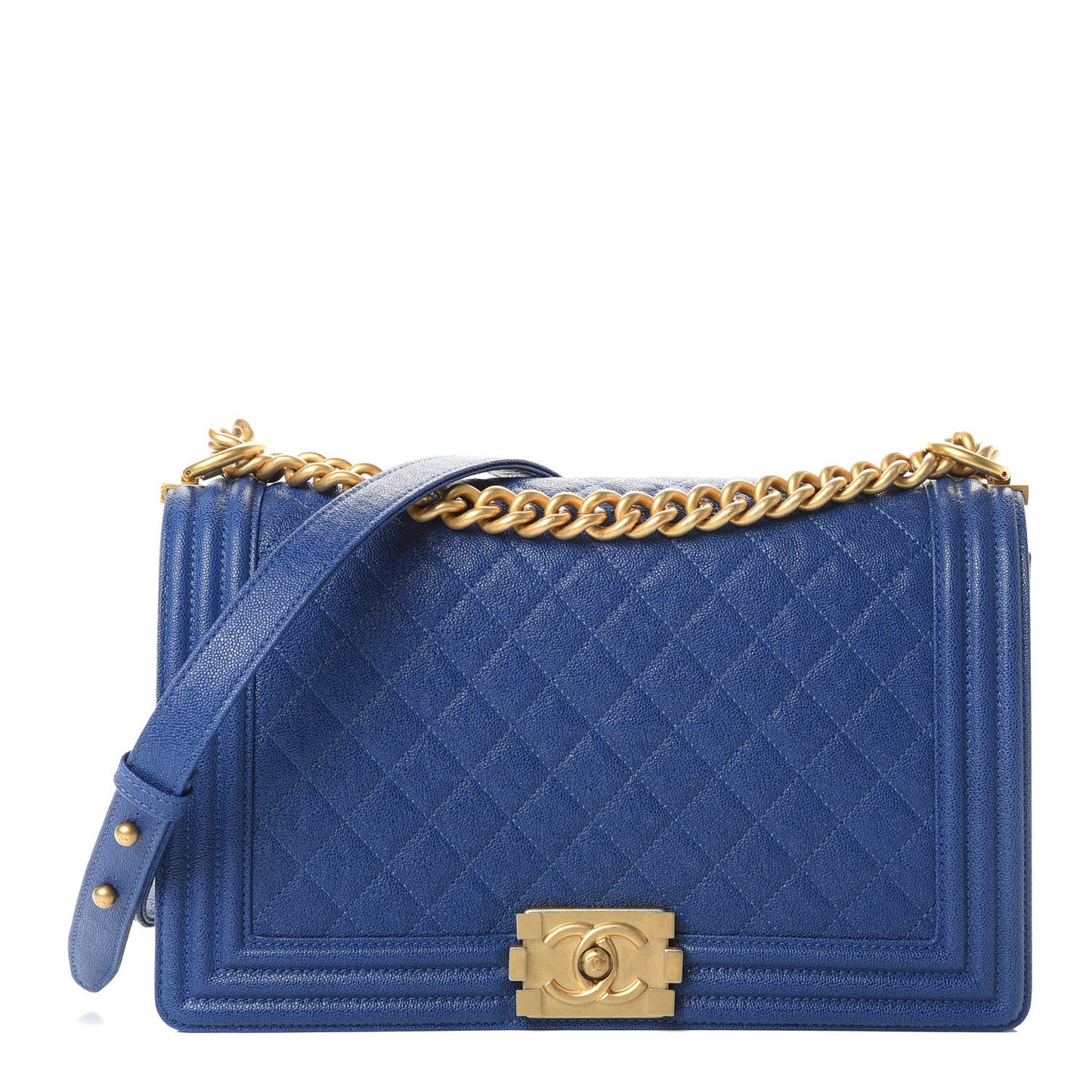 Caviar Quilted New Medium Boy Flap Blue