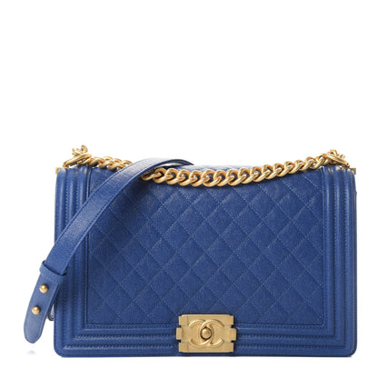 Chanel Caviar Quilted New Medium Boy Flap Blue 1 of 13