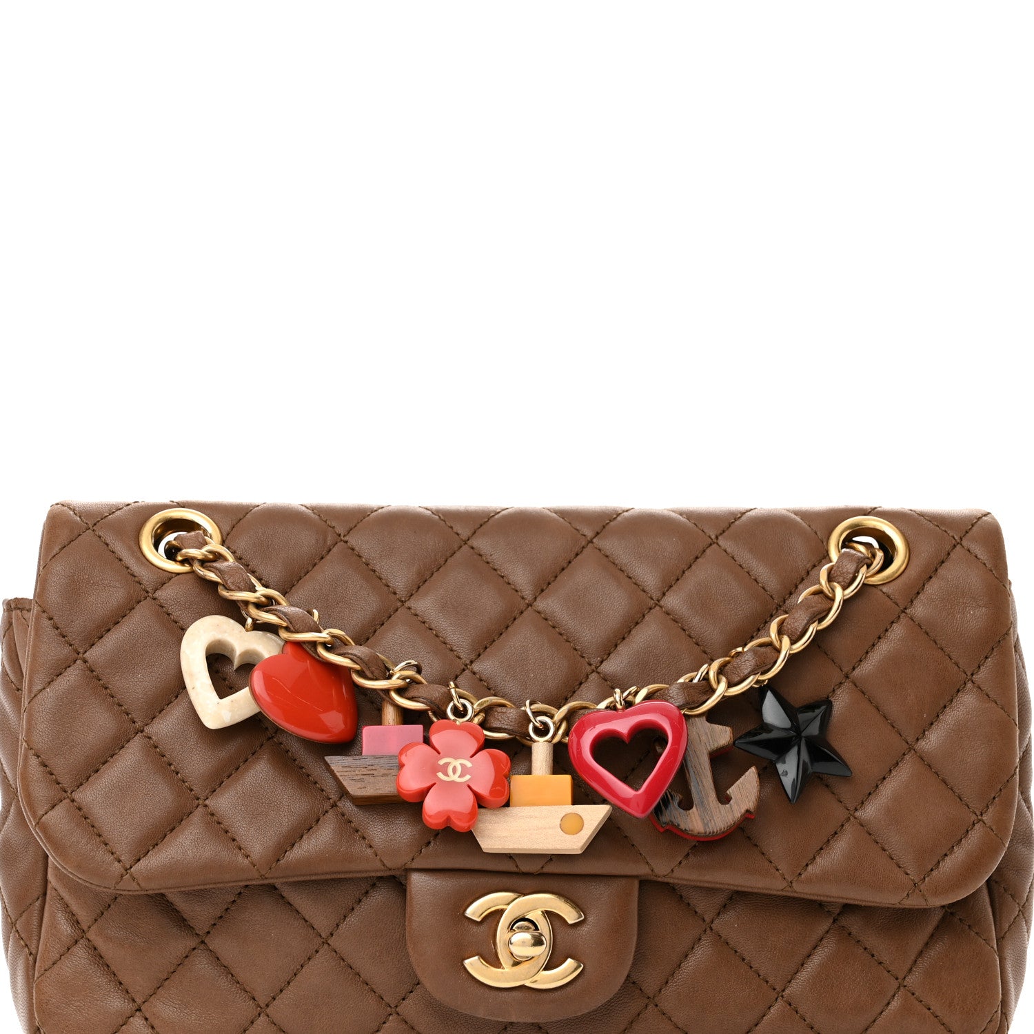 Chanel Lambskin Quilted Medium Cruise Charm Single Flap Brown 8 of 12