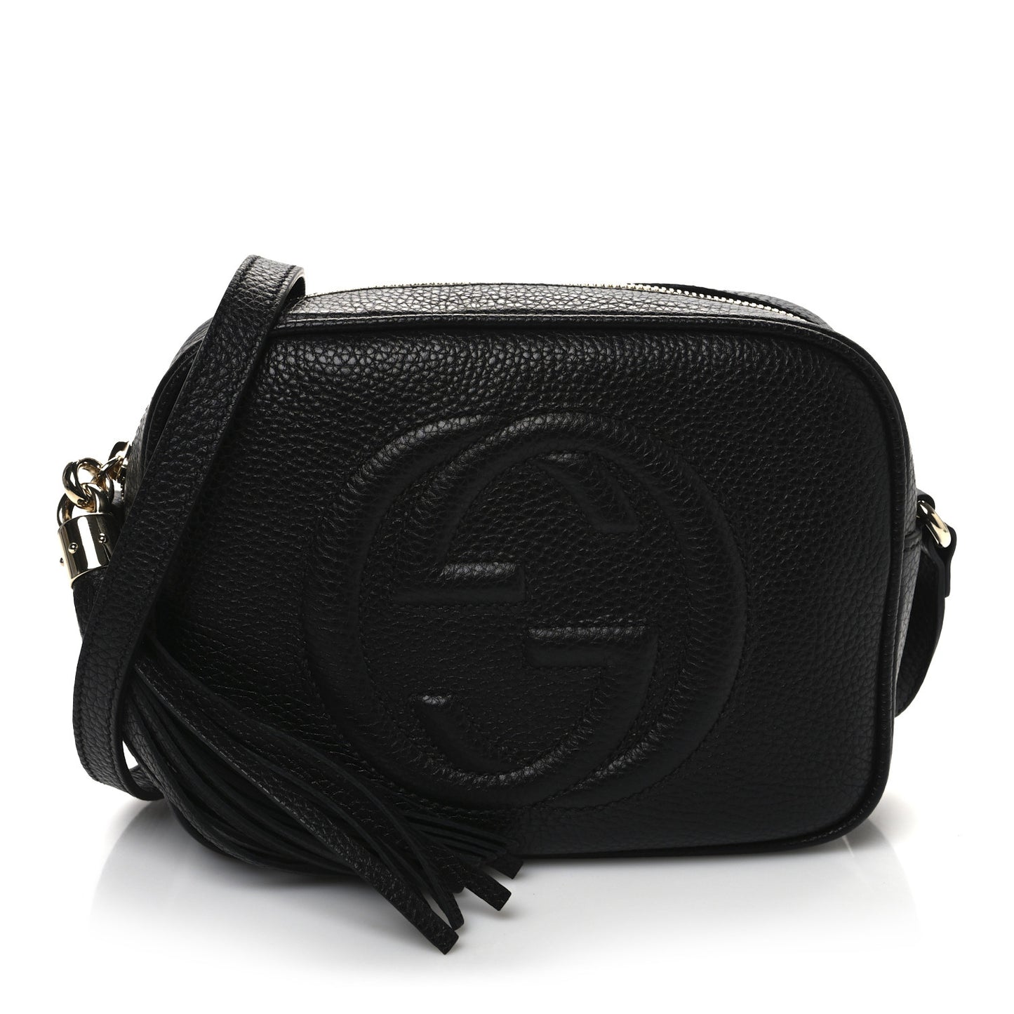 Pebbled Calfskin Small Soho Disco Bag Black