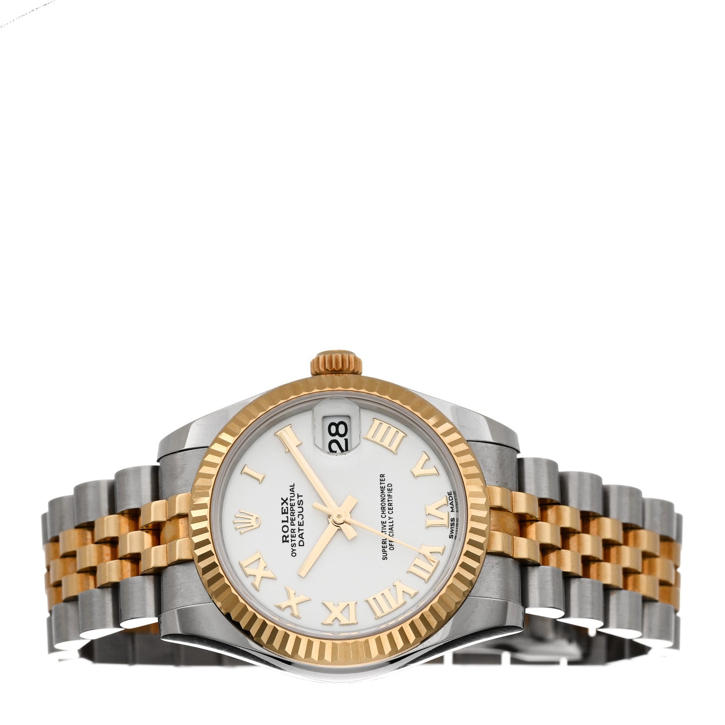 Stainless Steel 18K Yellow Gold 31mm Oyster Perpetual Datejust Watch White Roman 178273