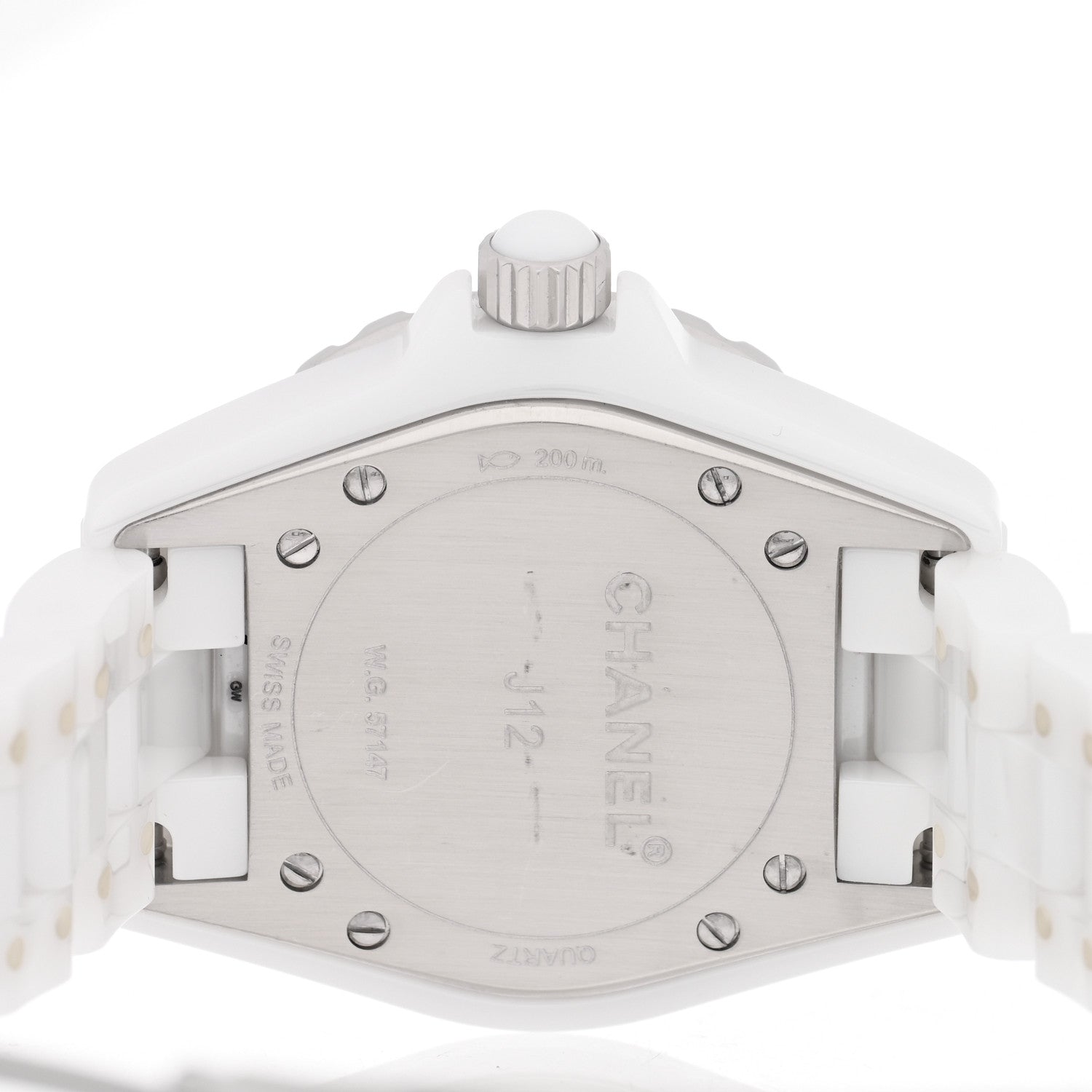 Chanel Stainless Steel Ceramic Diamond Dial 33mm J12 Quartz Watch White 4 of 4