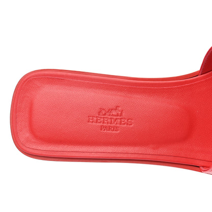 Hermes Calfskin Oran Sandals 39.5 Rouge Bali 18 of 30