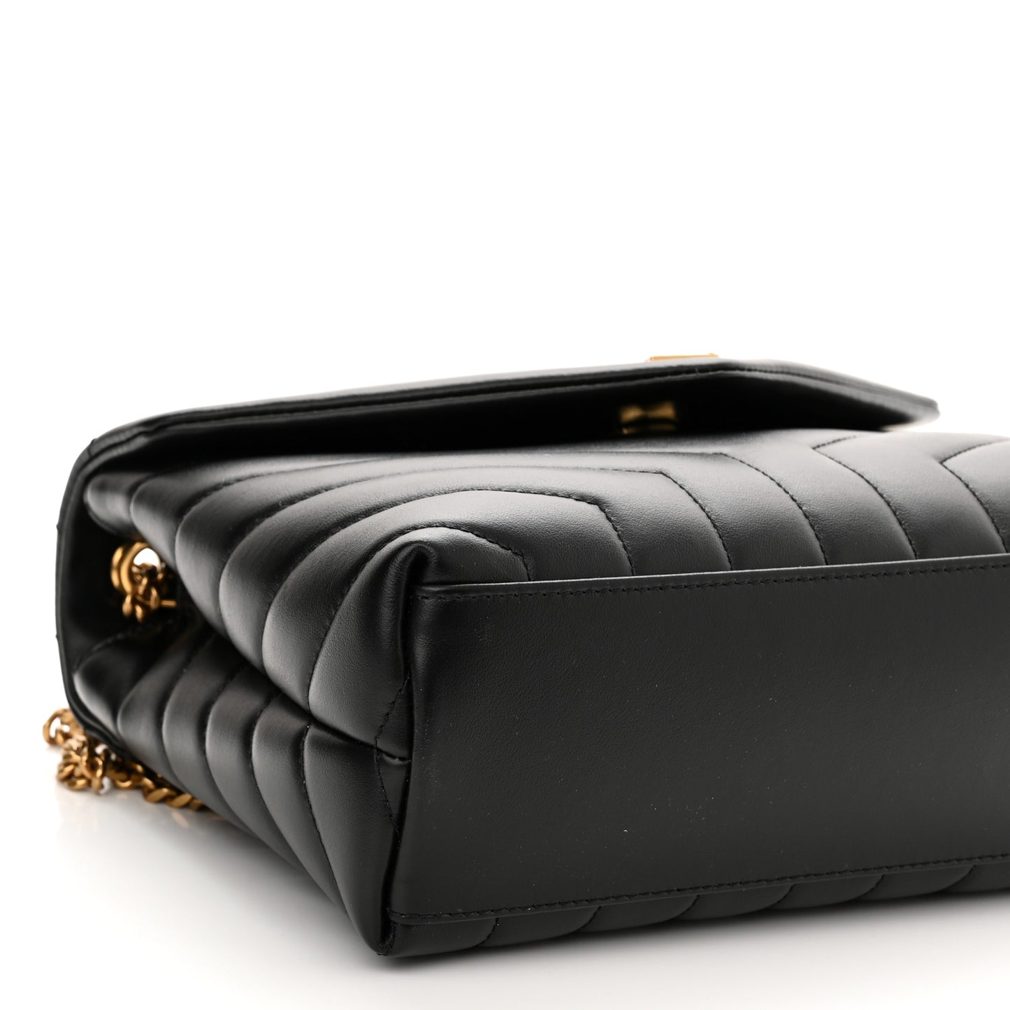 Calfskin Y Quilted Monogram Small Loulou Chain Satchel Black