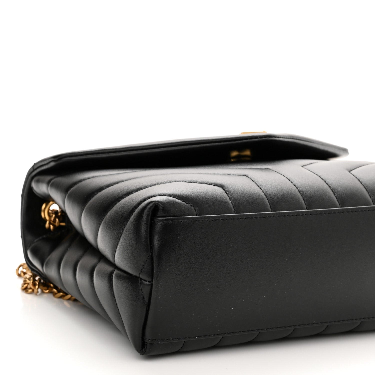 Saint Laurent Calfskin Y Quilted Monogram Small Loulou Chain Satchel Black 10 of 12
