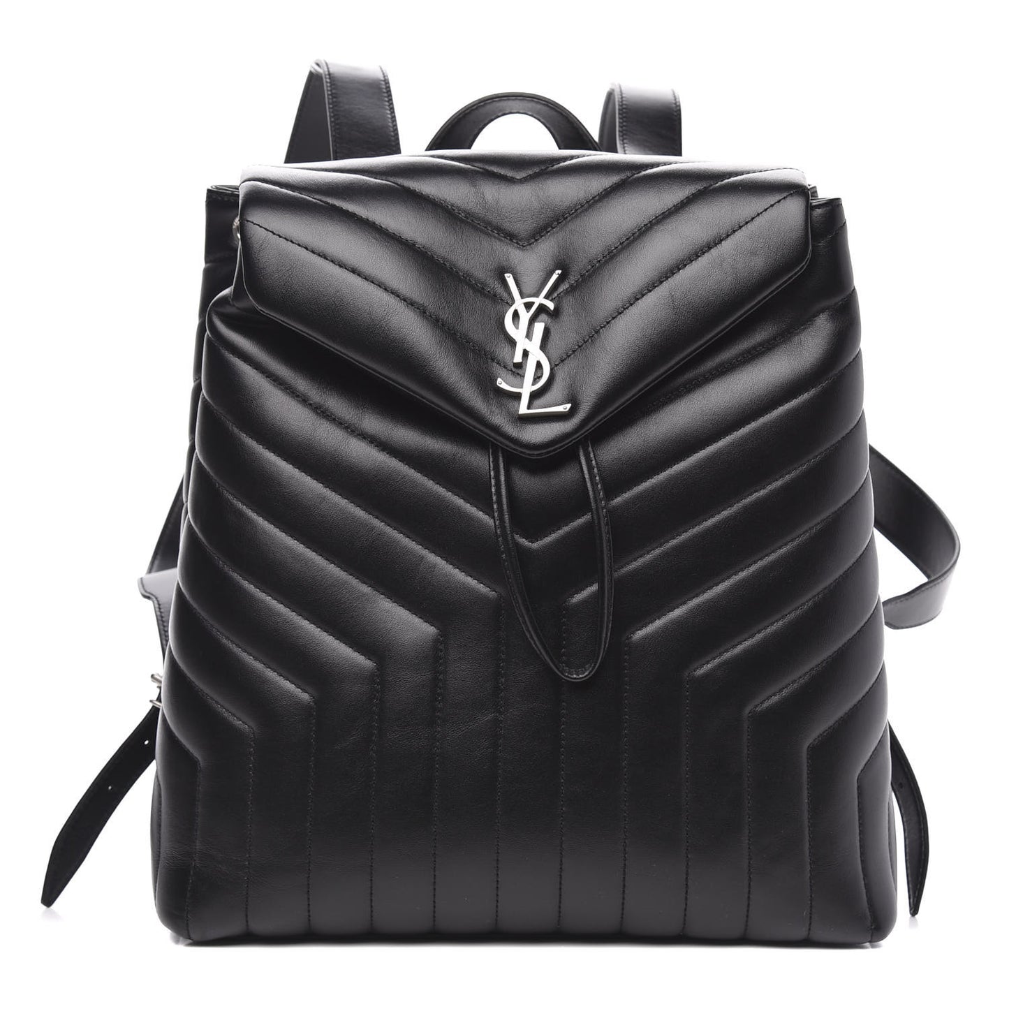 Calfskin Y Quilted Monogram Medium Loulou Backpack Black