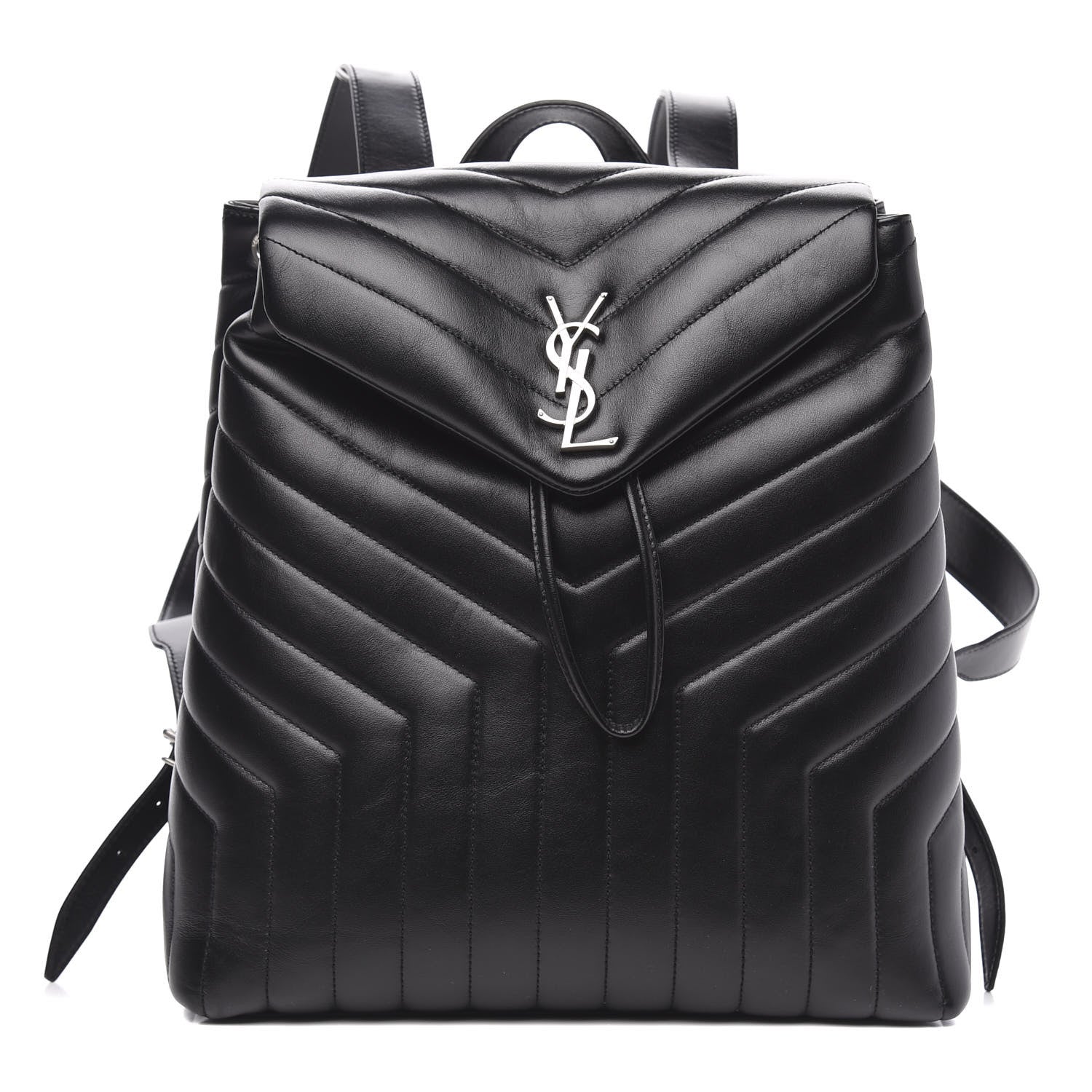 Saint Laurent Calfskin Y Quilted Monogram Medium Loulou Backpack Black 1 of 10
