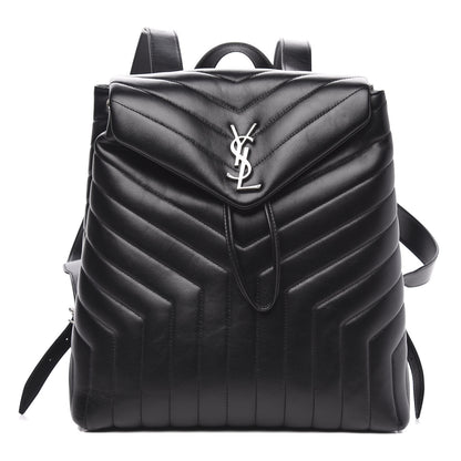 Saint Laurent Calfskin Y Quilted Monogram Medium Loulou Backpack Black 1 of 10