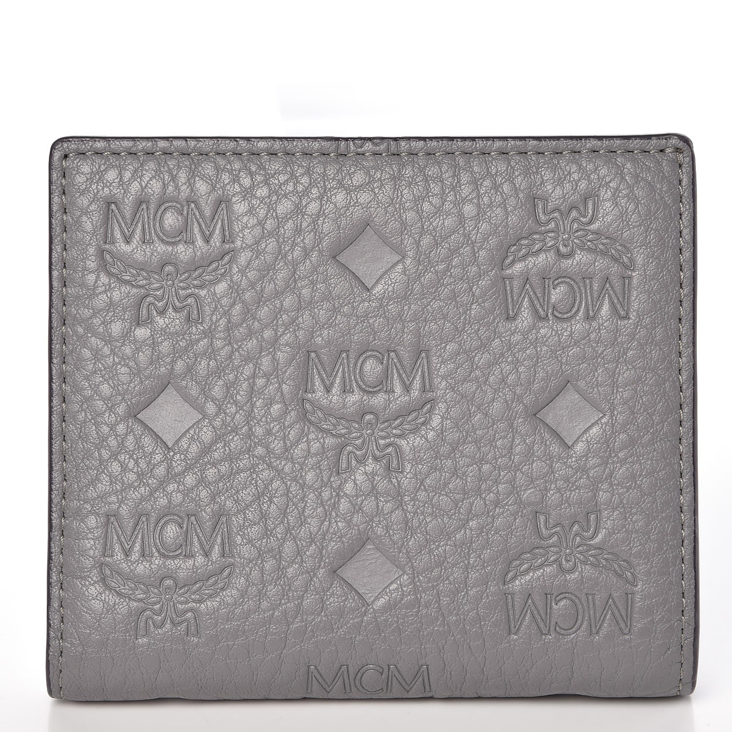 MCM Calfskin Signature Monogram Klara Bi-Fold Wallet Dove 4 of 10