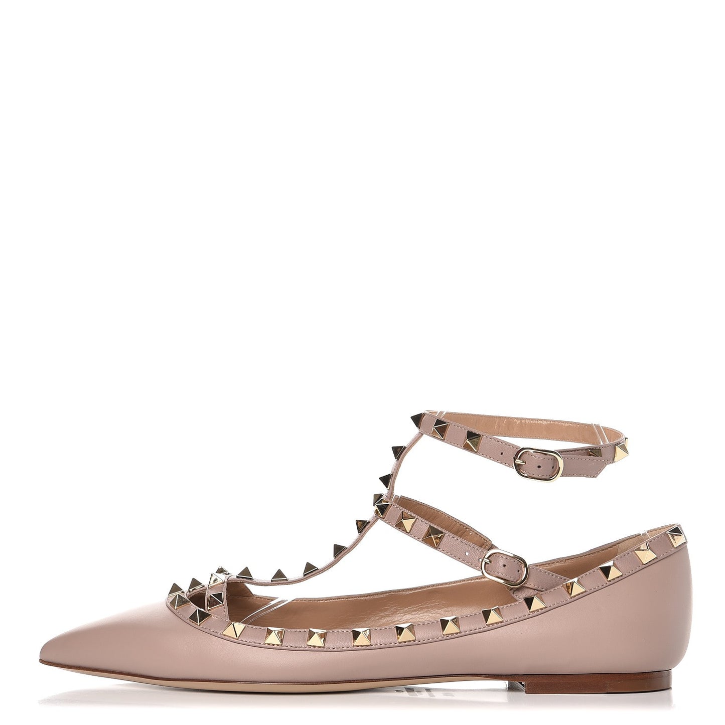 Nappa Rockstud Cage Ballerina Flats 41.5 Poudre