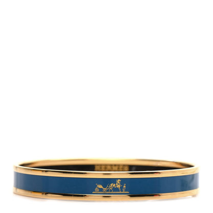 Hermes Enamel Printed Caleche Narrow Bracelet 62 Bleu Profond 1 of 5