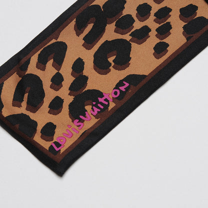 Louis Vuitton Silk Leopard Bandeau Scarf Marron 3 of 5