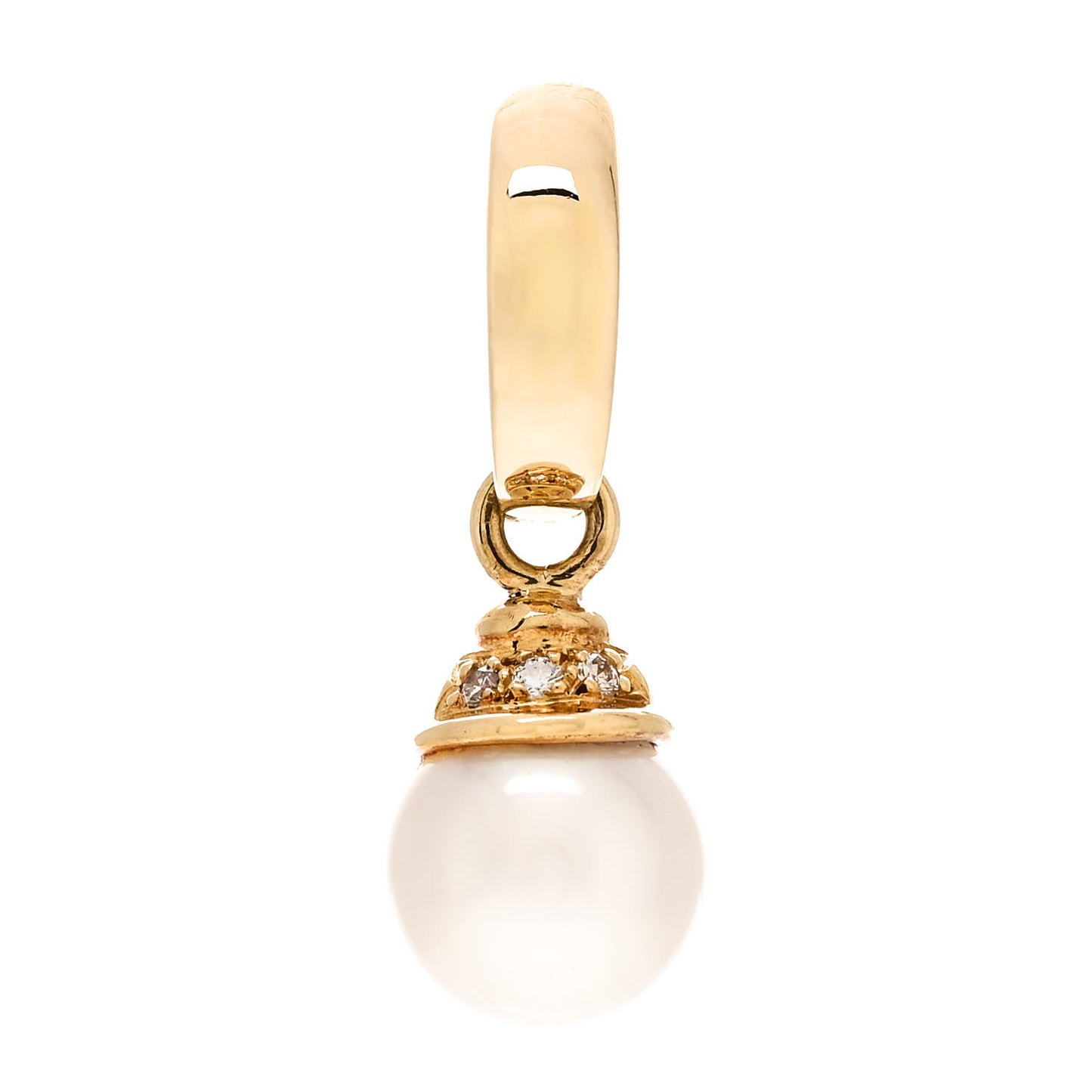 18K Yellow Gold Diamond Akoya Pearl 8-8.5mm Single Drop Earring