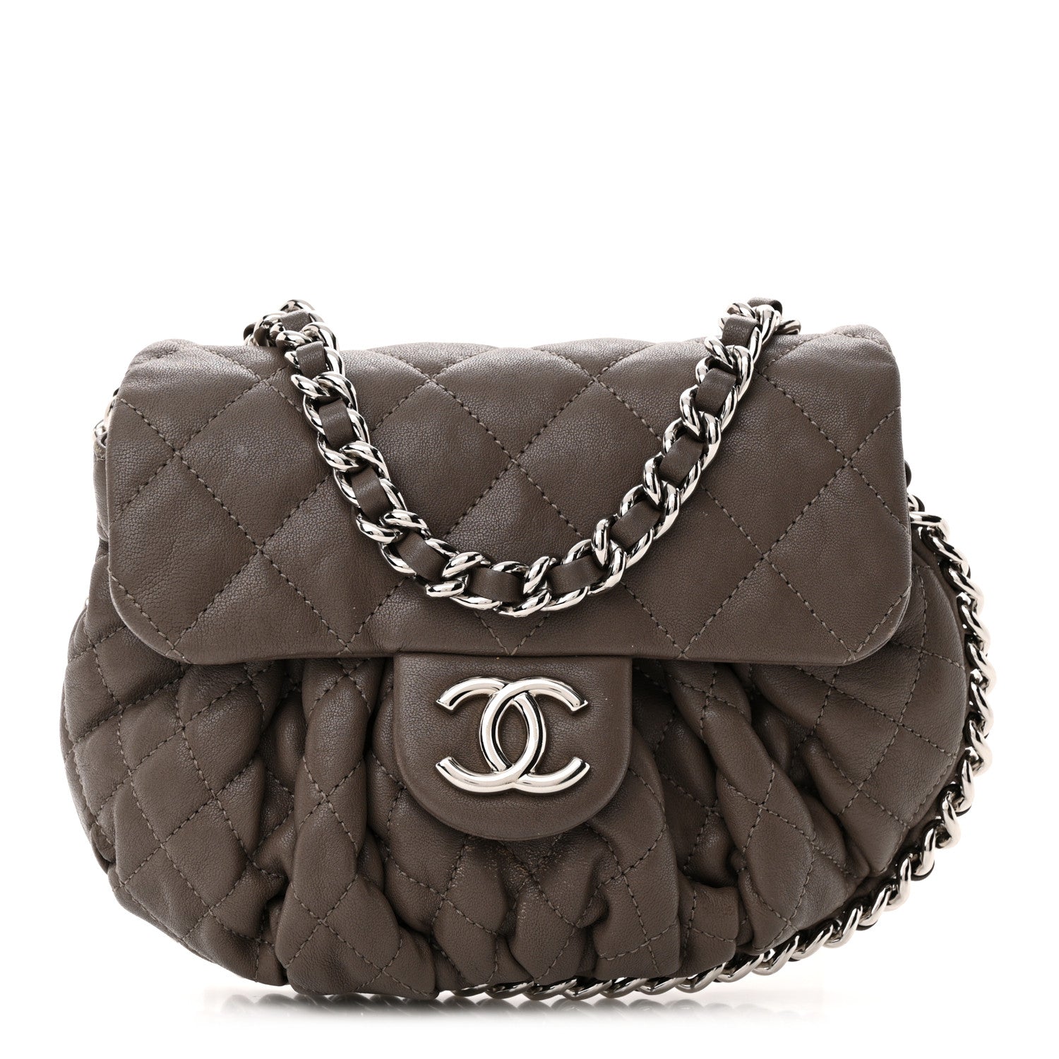 Chanel Washed Lambskin Quilted Mini Chain Around Flap Taupe 1 of 14
