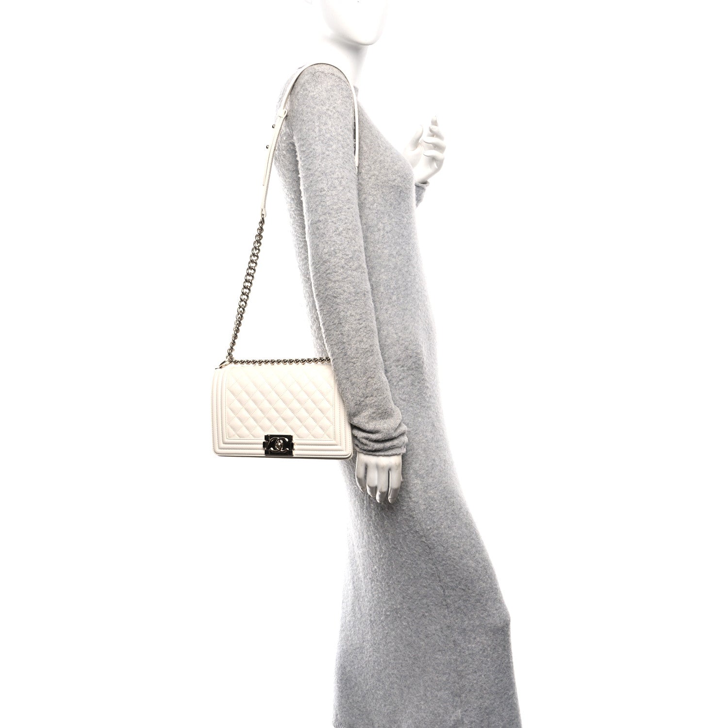 Chanel Caviar Quilted Medium Boy Flap White 2 of 11