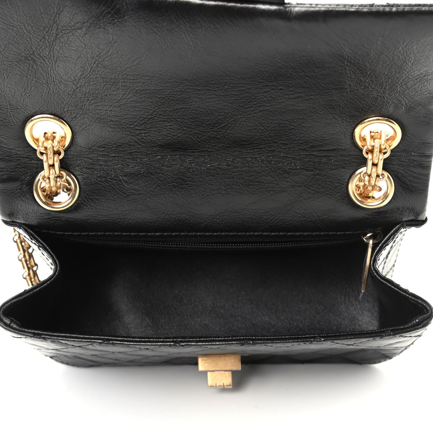 Aged Calfskin Quilted 2.55 Reissue Mini Flap Black