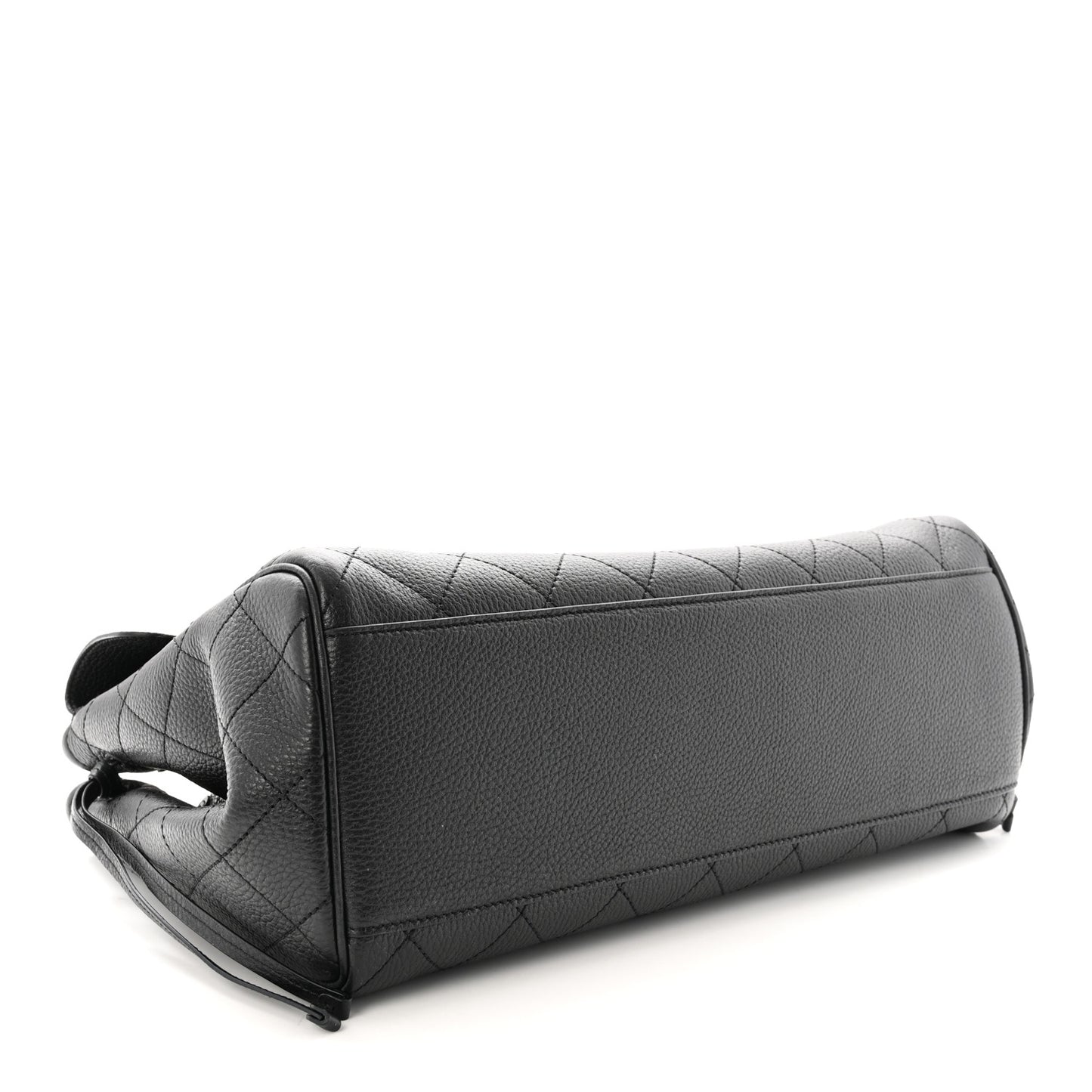 Grained Calfskin Stitched Urban Essentials Large Shopping Bag Black