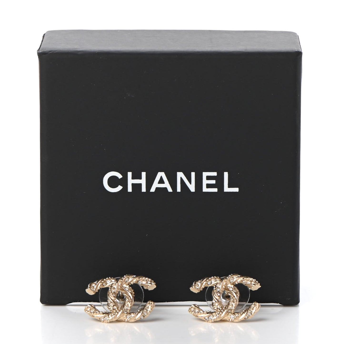 Crystal Twisted CC Earrings Gold