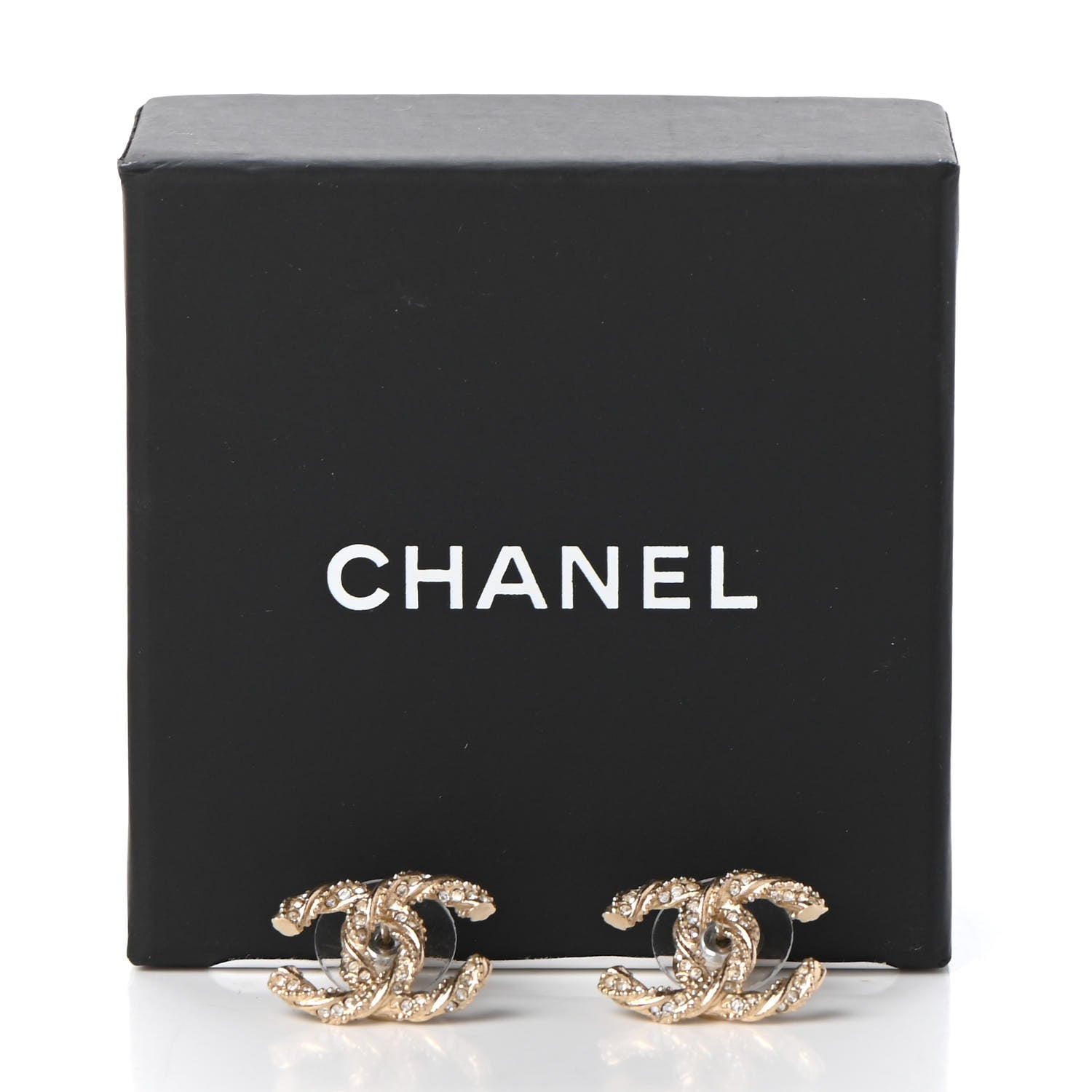 Chanel Crystal Twisted CC Earrings Gold 5 of 5