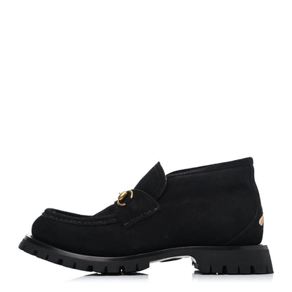 Gucci Suede Shearling Mens Harald Horsebit Ankle Boots 8.5 Black Butterscotch 1 of 4