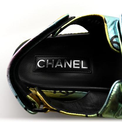 Chanel Laminated Lambskin Printed CC Dad Sandals 39 Multicolor 8 of 9