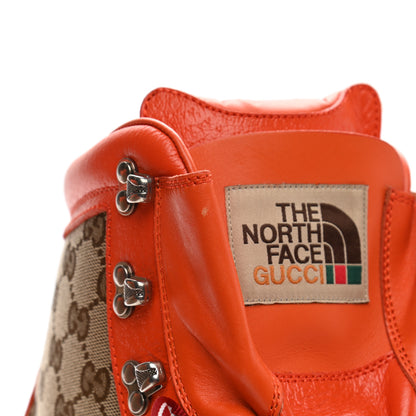 Gucci X THE NORTH FACE Monogram Textured Calfskin Mens Hiking Ankle Boots 10.5 Beige Ebony Deep Orange 9 of 10