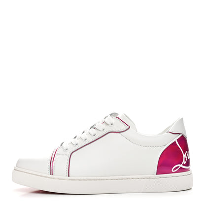 Christian Louboutin Patent Calfskin Womens Fun Vieira Flat Sneakers 39.5 White Fuxia 1 of 11