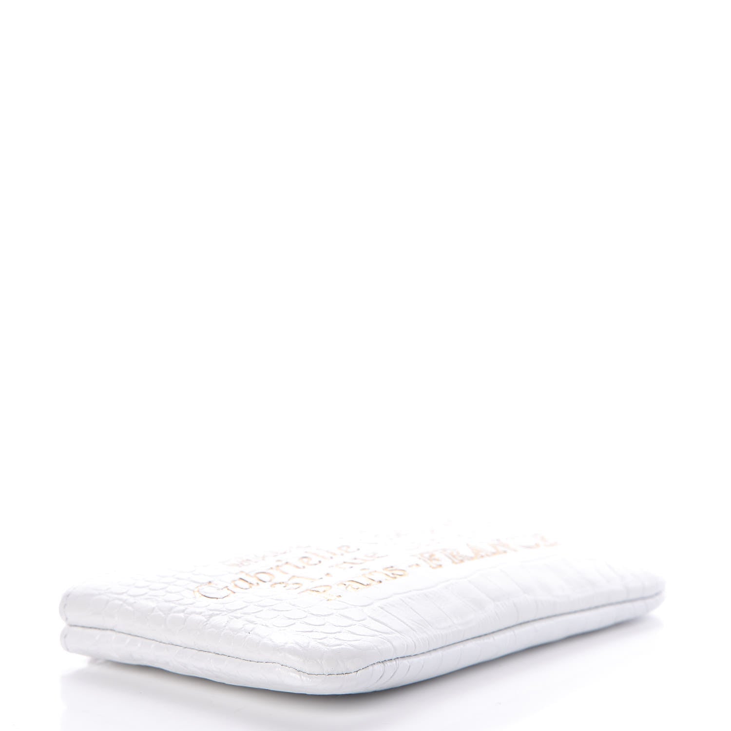 Chanel Calfskin Crocodile Embossed Cocodile Cosmetic Case White Gold 4 of 8