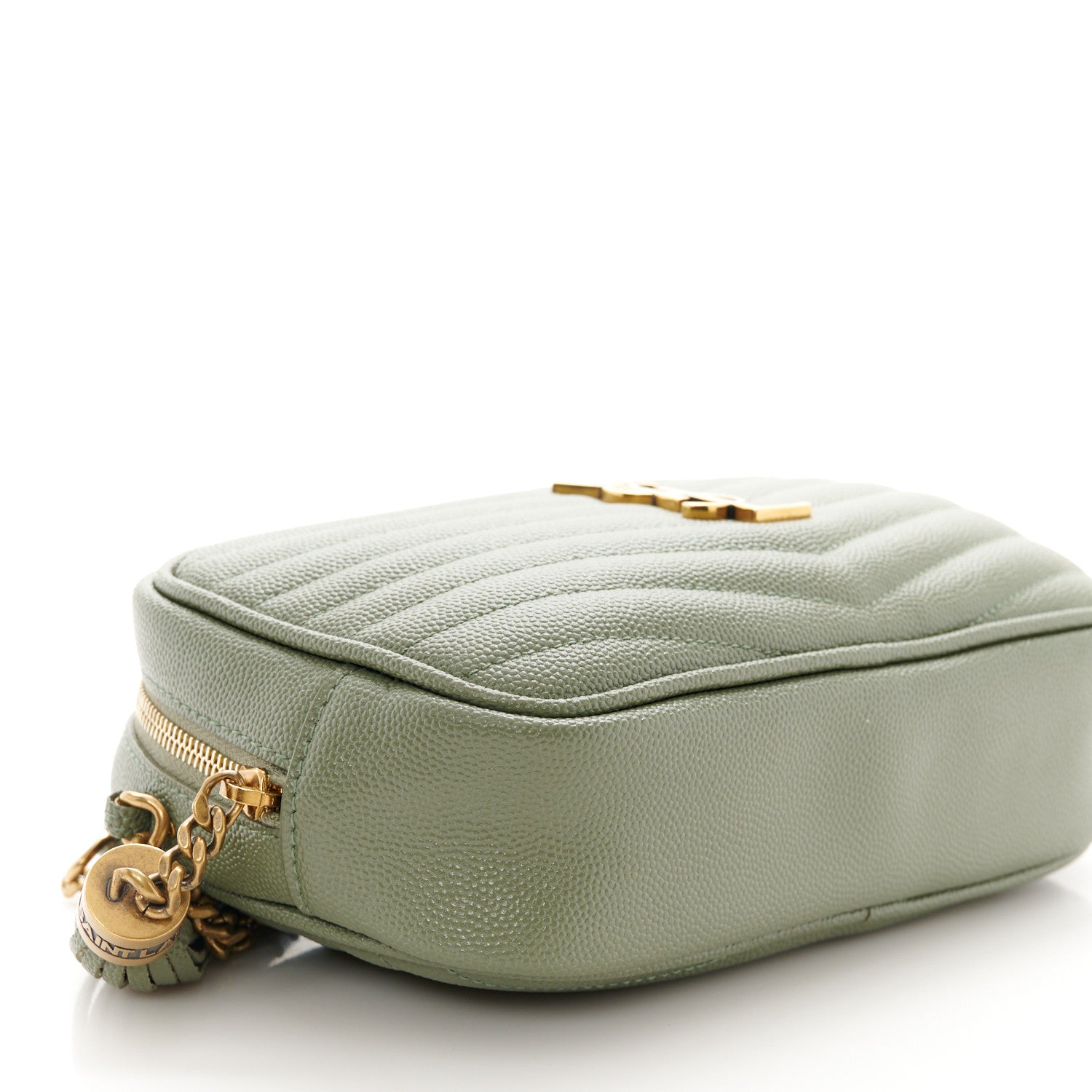 Saint Laurent Grain De Poudre Matelasse Monogram Mini Lou Camera Bag Light Sage 9 of 10