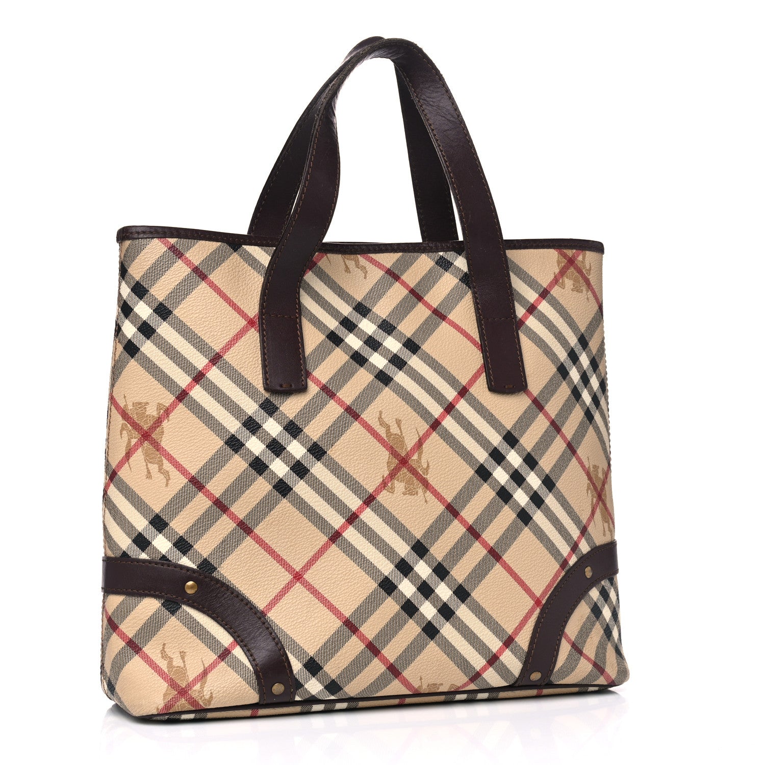 Burberry Haymarket Check Studded Large Tote Chocolate 3 of 19