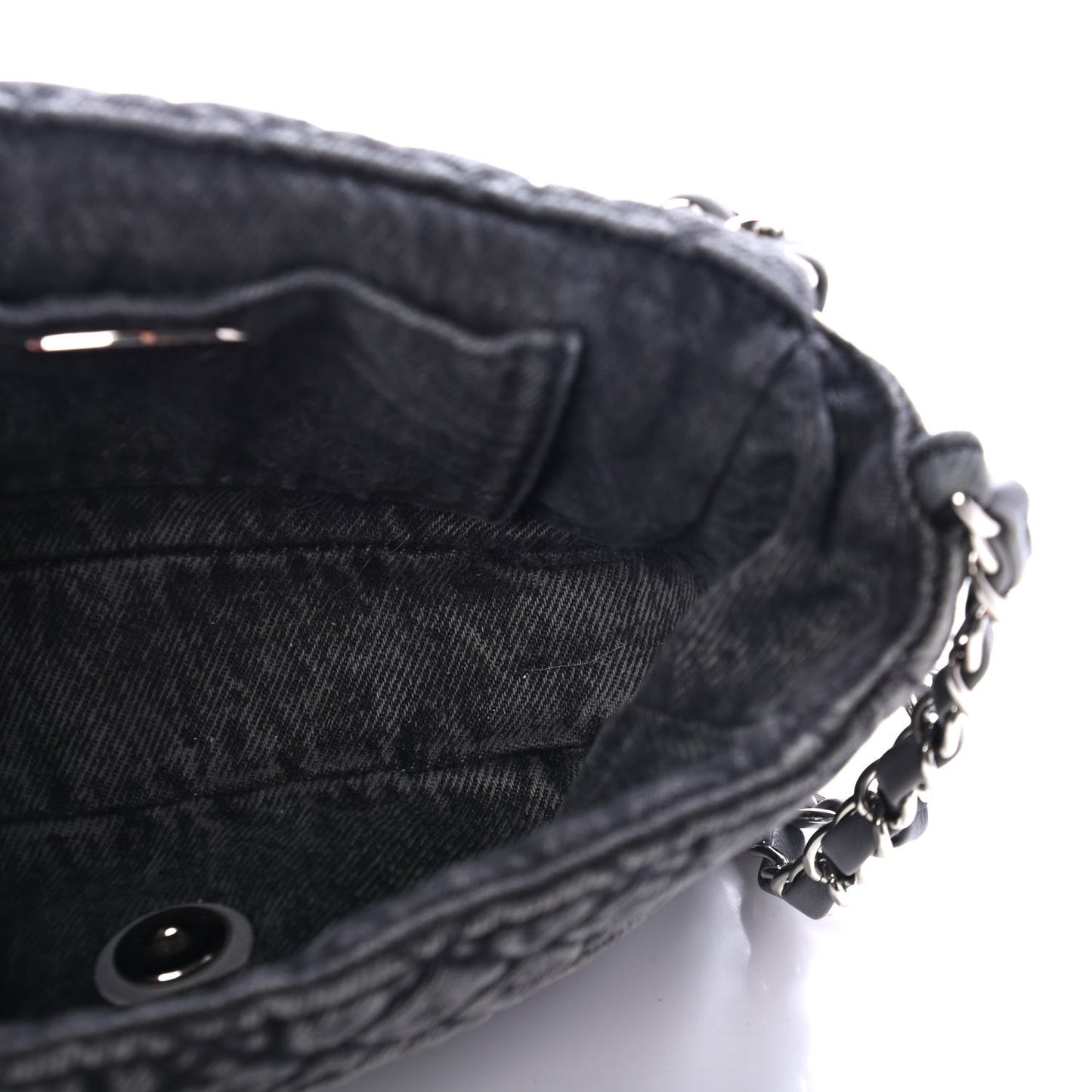 Washed Denim Quilted Small Denimpression Flap Grey Black