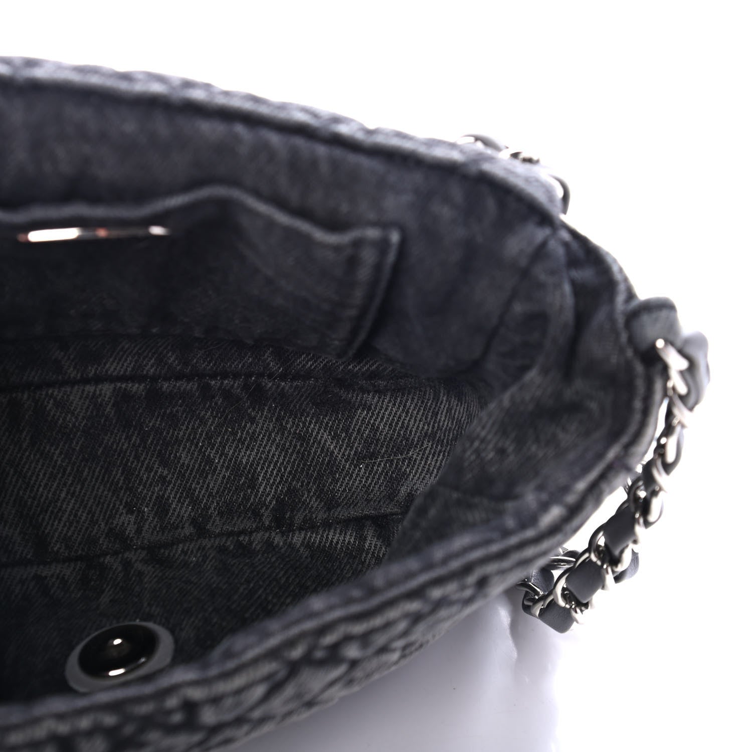 Chanel Washed Denim Quilted Small Denimpression Flap Grey Black 4 of 4