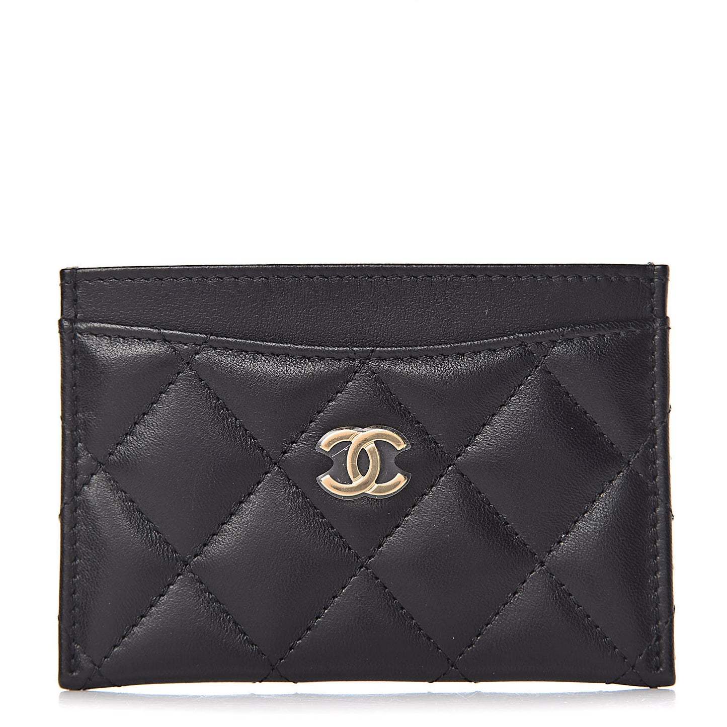 Lambskin Quilted Card Holder Black