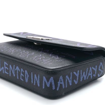 Balenciaga Grained Calfskin Graffiti BB Chain Wallet Black Bleu Violet 11 of 11