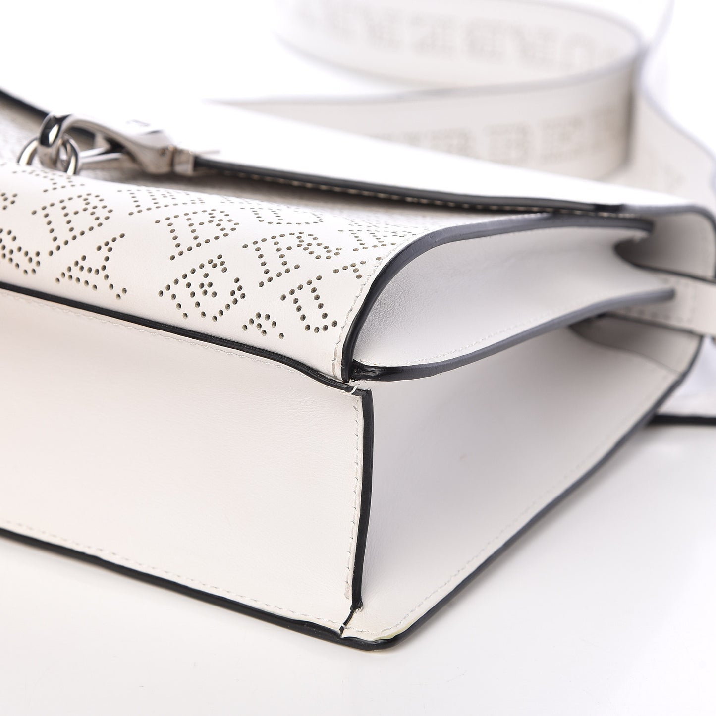 Calfskin Perforated Small Macken Crossbody Bag White