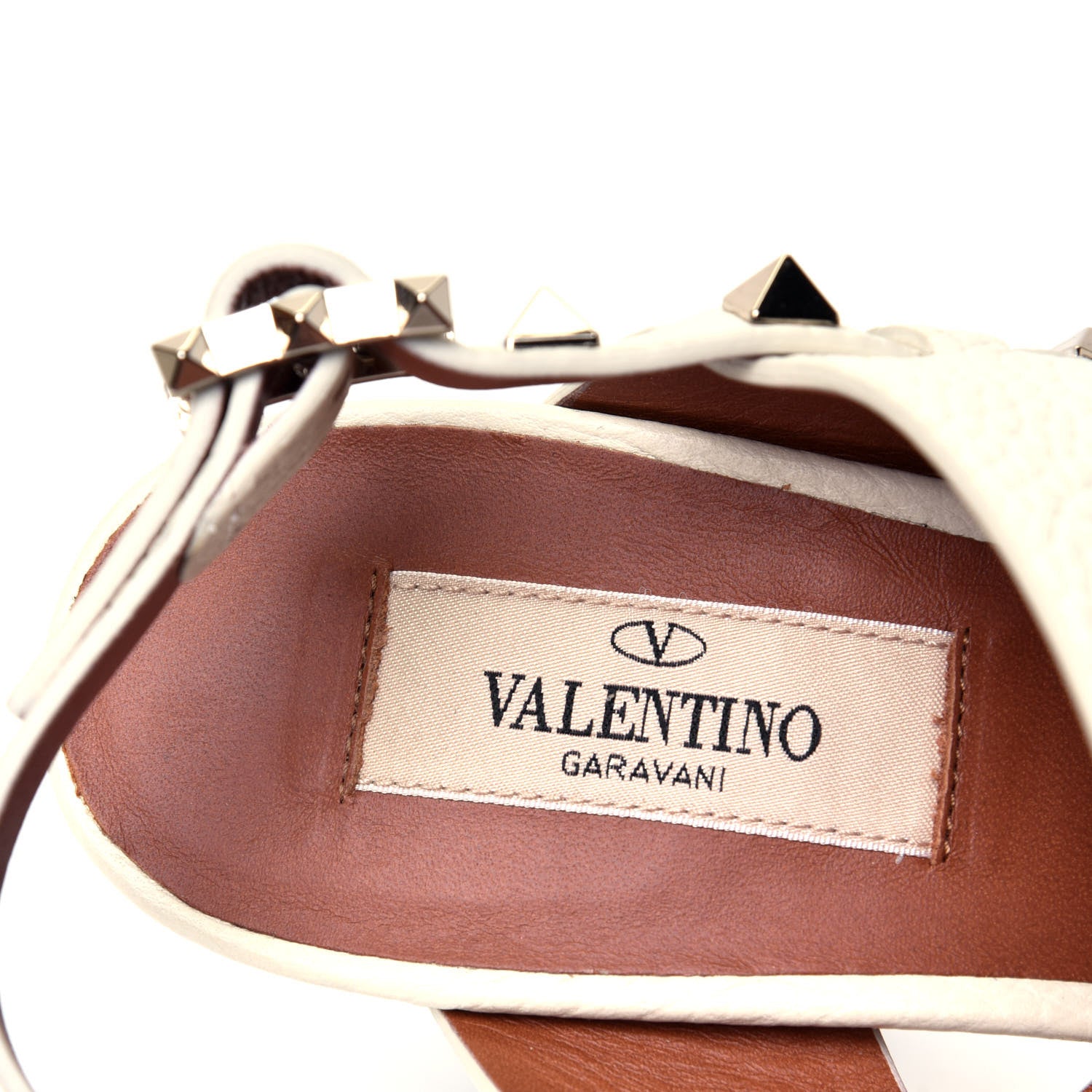Valentino Garavani Pebbled Calfskin Rockstud Double Slingback Strap 85mm Sandals 39 Light Ivory 9 of 9