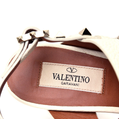 Valentino Garavani Pebbled Calfskin Rockstud Double Slingback Strap 85mm Sandals 39 Light Ivory 9 of 9
