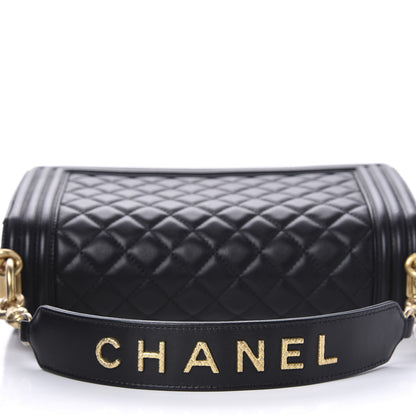 Chanel Calfskin Medium Boy Logo Top Handle Flap Black 7 of 11