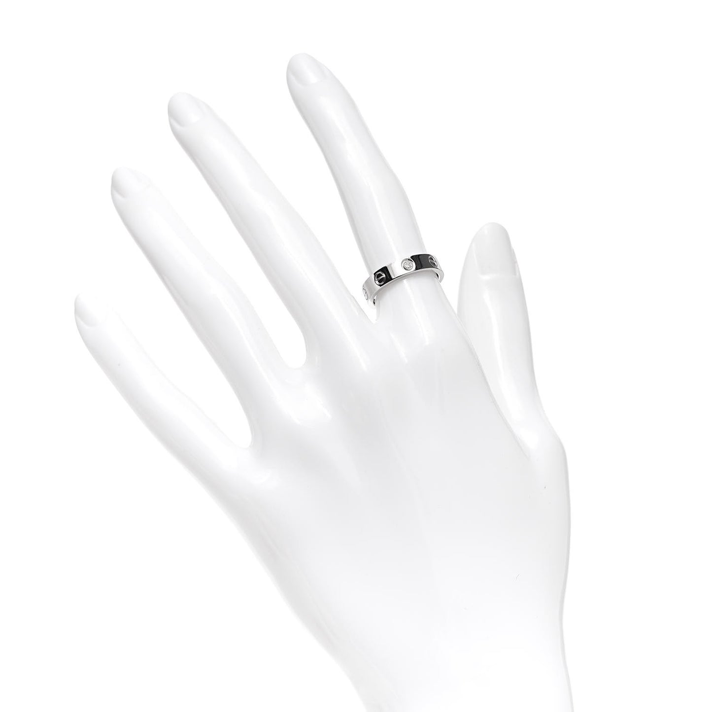 18K White Gold Diamond 4mm LOVE Wedding Band Ring 49 4.75