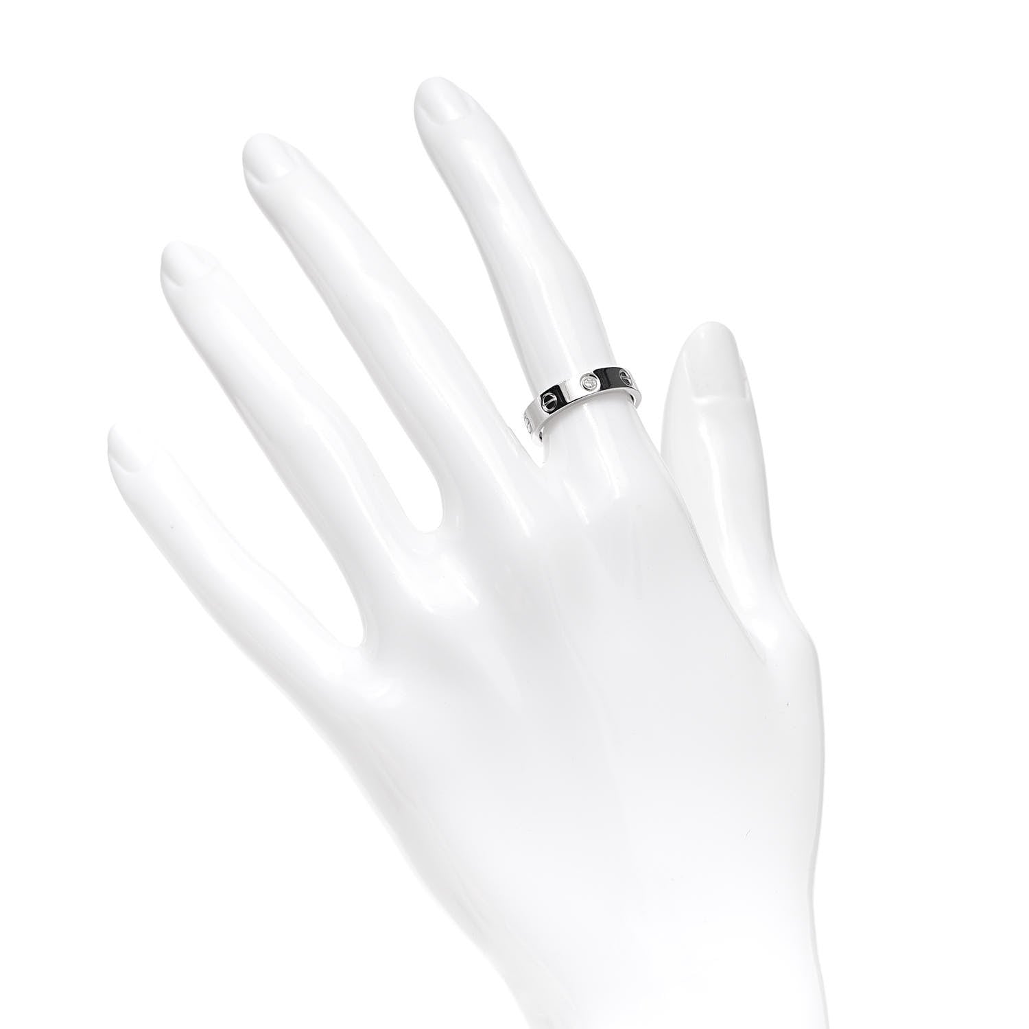 Cartier 18K White Gold Diamond 4mm LOVE Wedding Band Ring 49 4.75 2 of 4