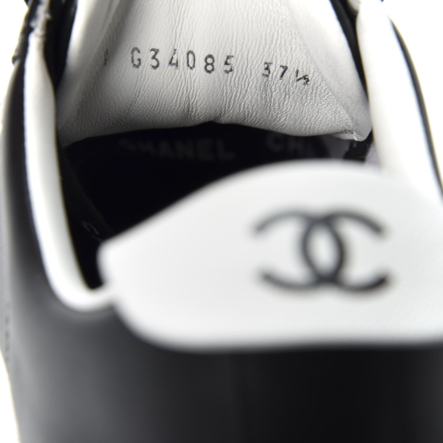 Chanel Calfskin CC Womens Sneakers 37.5 Black 7 of 9