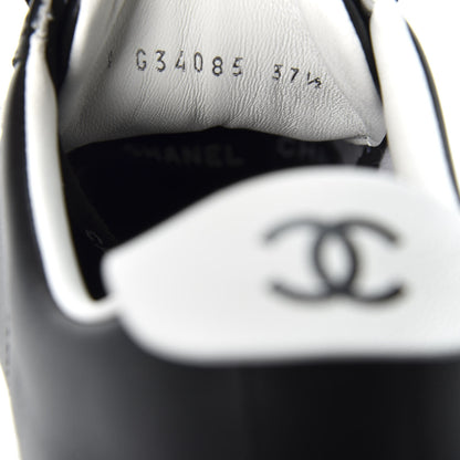 Chanel Calfskin CC Womens Sneakers 37.5 Black 7 of 9