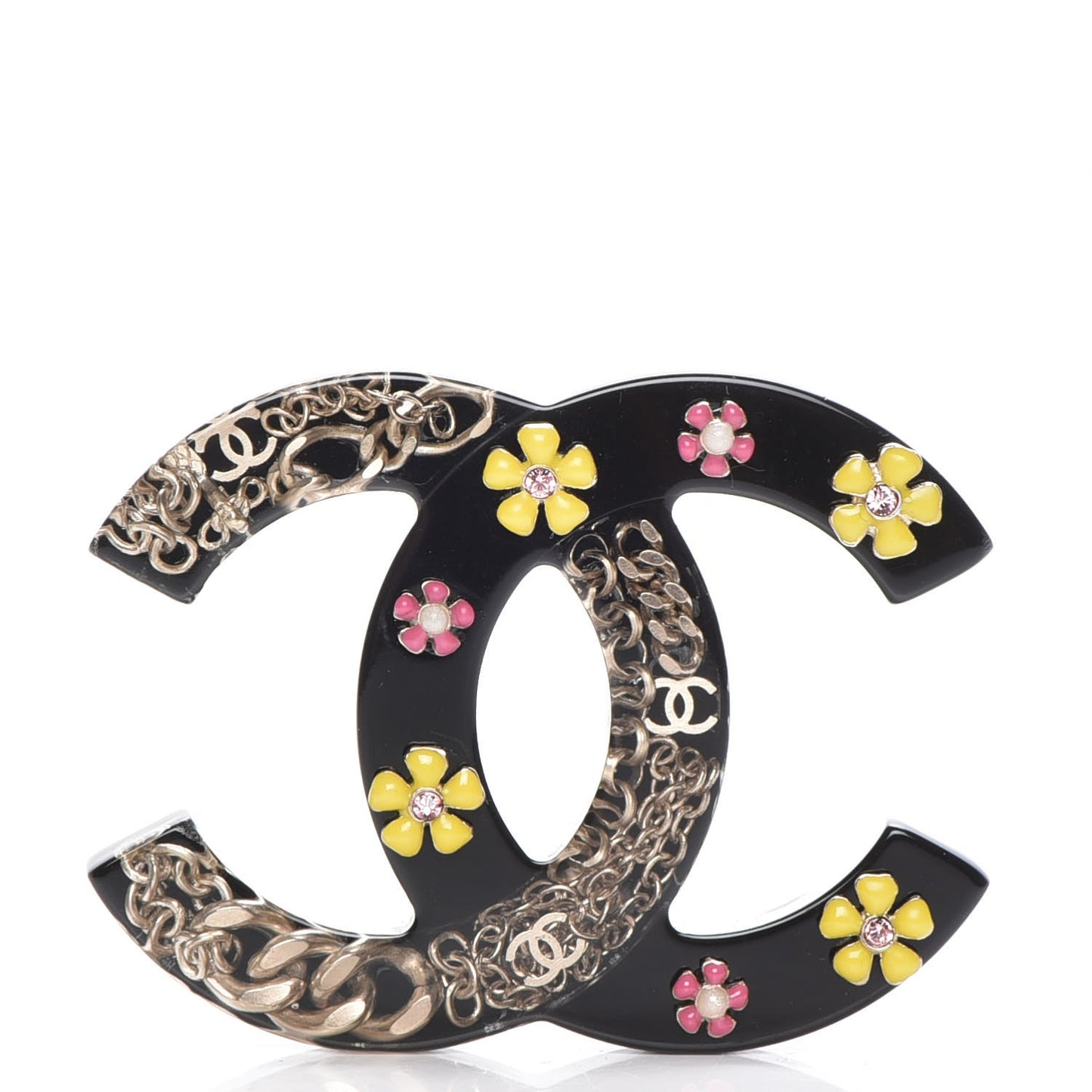 Resin Crystal Enamel CC Camellia Brooch Multicolor