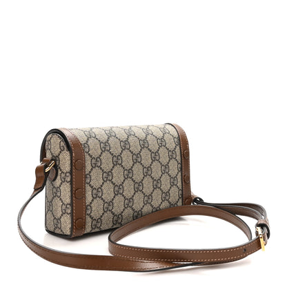 Gucci GG Supreme Monogram Mini Horsebit 1955 Shoulder Bag Beige Brown Sugar 3 of 10