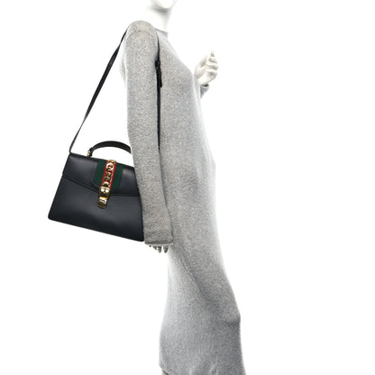 Gucci Calfskin Medium Sylvie Top Handle Bag Black 2 of 9