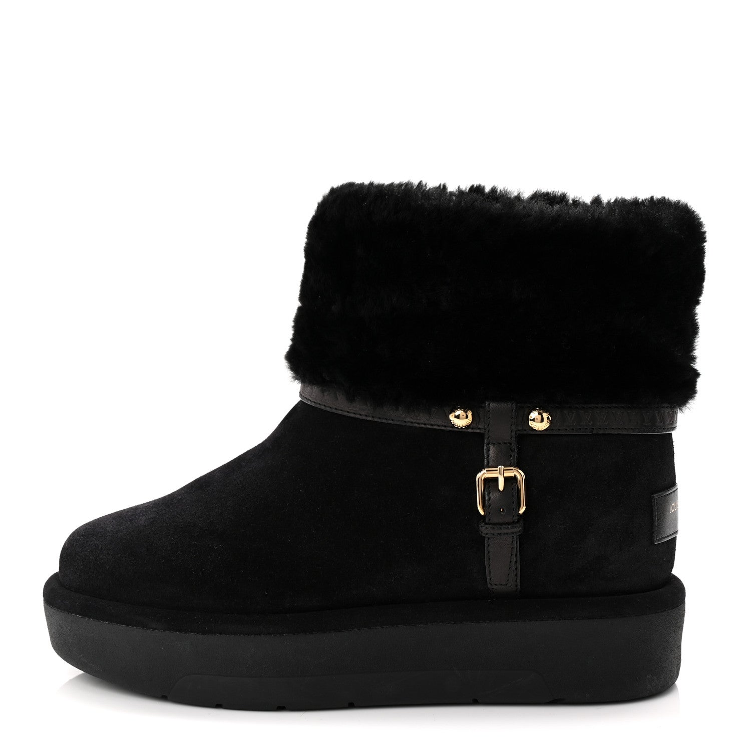 Louis Vuitton Suede Calfskin Shearling Aspen Platform Ankle Boots 37 Black 1 of 9