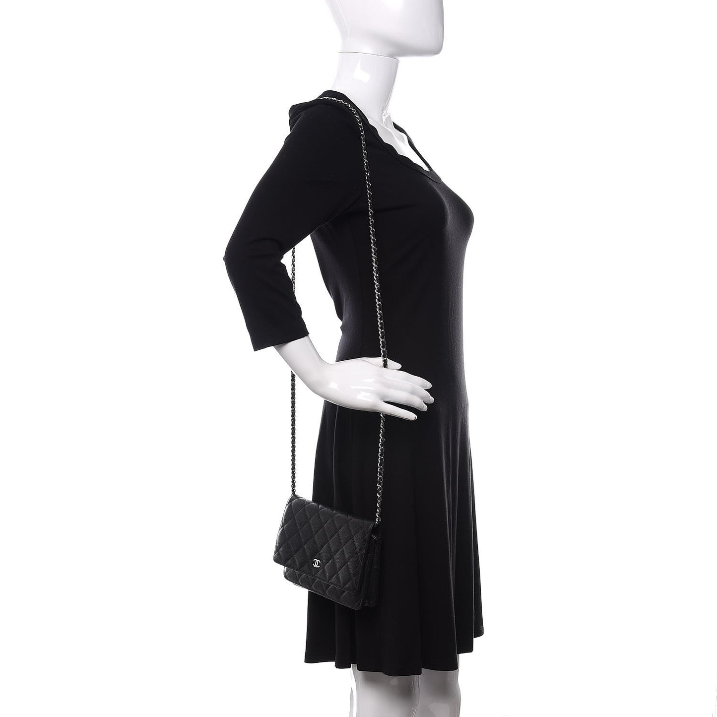 Caviar Quilted Wallet On Chain WOC Black
